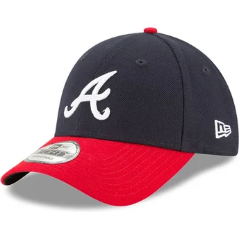 Böjd keps marinblå och röd justerbar 9FORTY The League från Atlanta Braves MLB av New Era