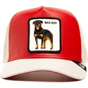 czapka-trucker-czerwono-biala-pies-rottweiler-bad-shleather-boy-the-farm-od-goorin-bros