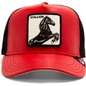 czapka-trucker-czerwona-i-czarna-z-koniem-shleather-stallion-the-farm-od-goorin-bros