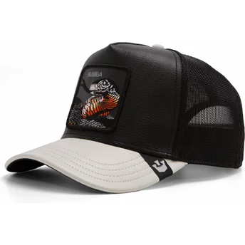 gorra-trucker-schwarz-und-grau-schlange-mamba-shleather-snake-the-farm-von-goorin-bros