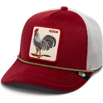 Cappellino trucker rosso e bianco gallo Cock Garnet Rooster The Farm Jewel Tones di Goorin Bros.