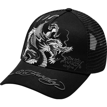 Schwarze Trucker-Kappe Mono Giant Dragon von Ed Hardy