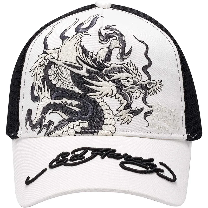 cappellino-trucker-bianco-e-nero-mono-giant-dragon-di-ed-hardy