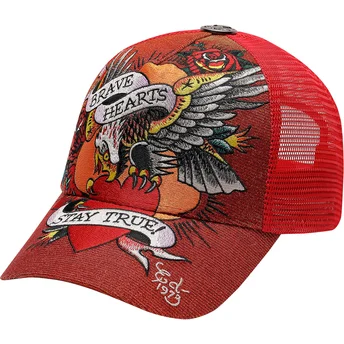 Ed Hardy Brave Hearts röd truckerkeps