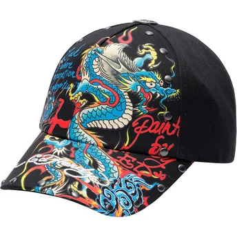 Justerbar svart böjd keps Blue Dragon från Ed Hardy