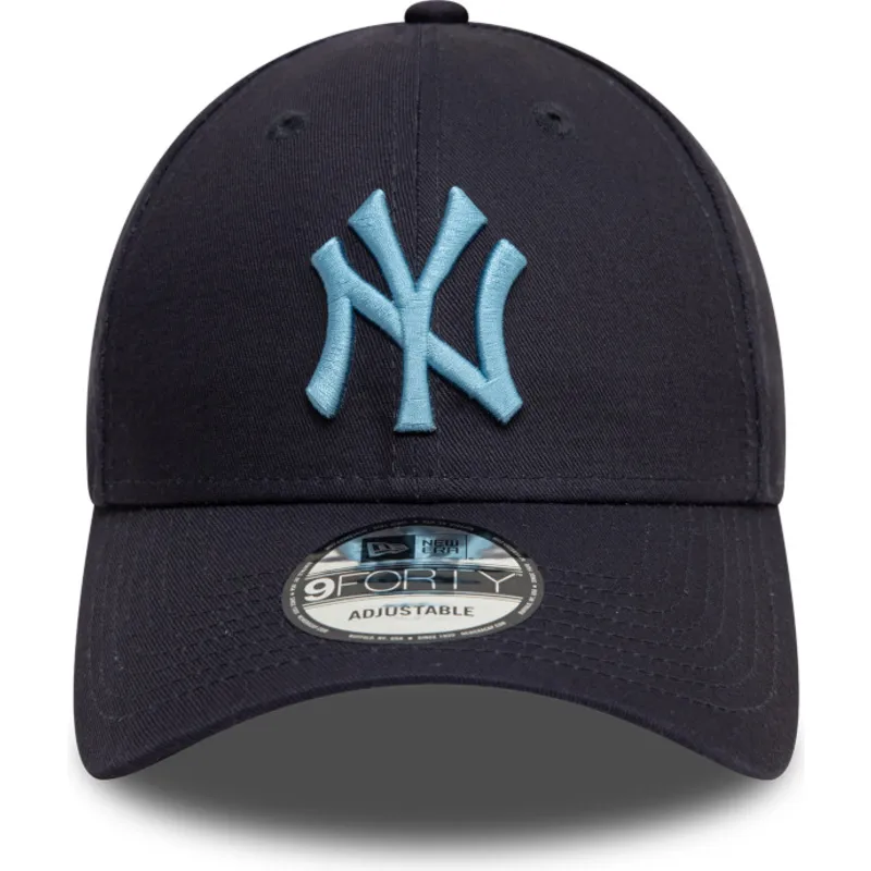 marineblaue-verstellbare-curved-cap-mit-blauem-logo-9forty-league-essential-der-new-york-yankees-mlb-von-new-era