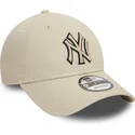 cappellino-curva-beige-regolabile-con-logo-nero-9forty-team-outline-di-new-york-yankees-mlb-di-new-era