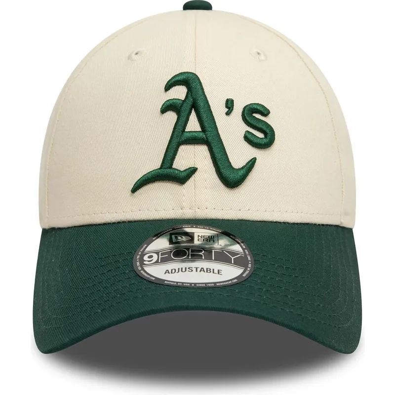 justerbar-9forty-colour-block-keps-i-beige-och-gront-med-bojd-skarm-fran-oakland-athletics-mlb-av-new-era