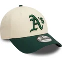 cappello-curvo-beige-e-verde-regolabile-9forty-colour-block-degli-oakland-athletics-mlb-di-new-era