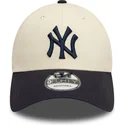 new-era-curved-brim-9forty-colour-block-new-york-yankees-mlb-beige-and-navy-blue-adjustable-cap