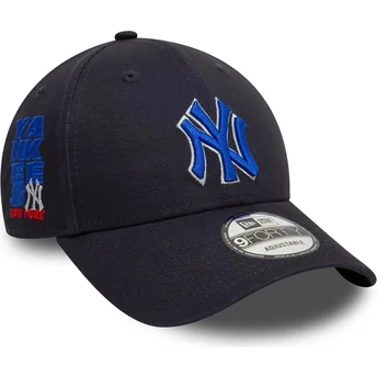 Gorra curva azul marino ajustable con logo azul 9FORTY Side Patch de New York Yankees MLB de New Era