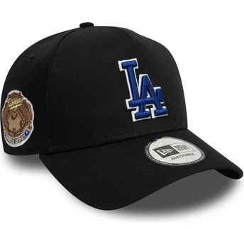 Gorra curva negra snapback con logo azul 9FORTY A Frame World Series Patch de Los Angeles Dodgers MLB de New Era