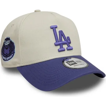 Casquette courbée beige et violette snapback avec logo violet 9FORTY A Frame World Series Patch Los Angeles Dodgers MLB New Era