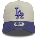 beige-und-violette-gebogene-snapback-kappe-mit-violettem-logo-9forty-a-frame-world-series-patch-der-los-angeles-dodgers-mlb-von-