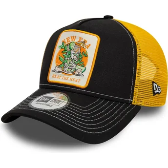 Casquette trucker noire et jaune 9FORTY A Frame Summer Patch Beat The Heat New Era