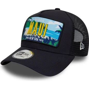 Marineblaue Trucker-Kappe 9FORTY A Frame License Plate von Maui Cities and Beaches von New Era