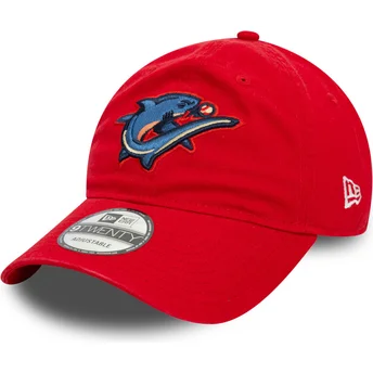 Röd böjd justerbar 9TWENTY-keps från Clearwater Threshers MiLB av New Era