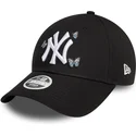 new-era-9twenty-new-york-yankees-mlb-damen-verstellbare-schwarze-kappe-mit-gebogenem-schirm-icon-butterflies