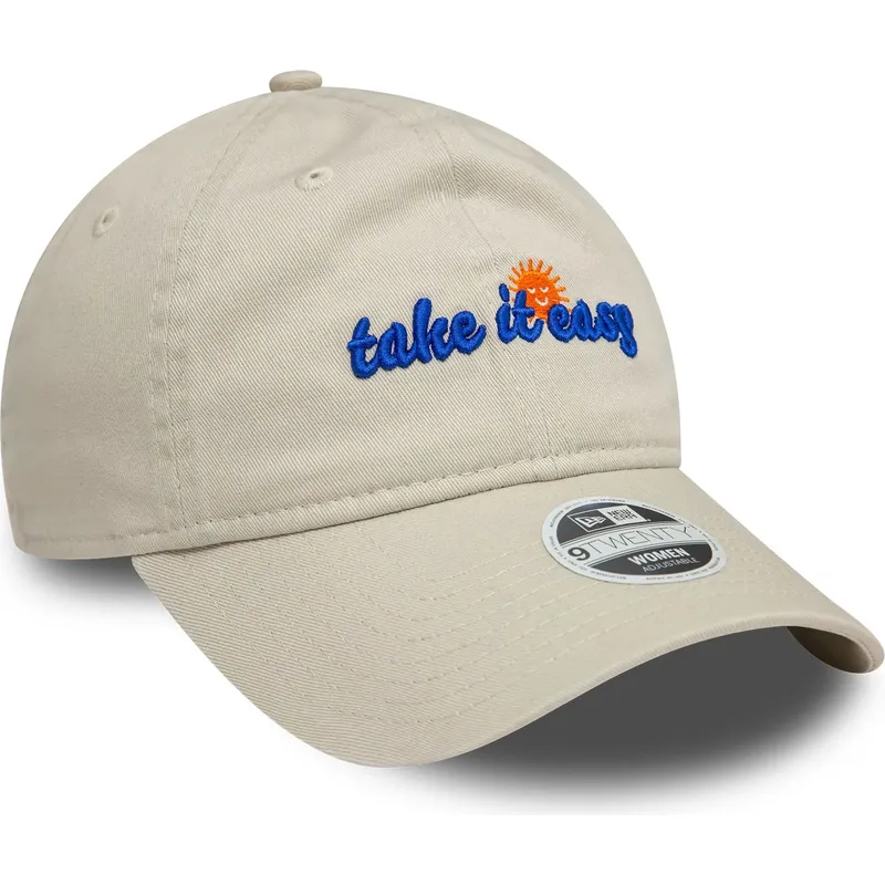 beige-verstellbare-curved-cap-fur-damen-9twenty-take-it-easy-von-new-era
