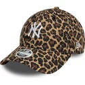 gebogene-verstellbare-leoparden-kappe-fur-damen-9forty-der-new-york-yankees-mlb-von-new-era