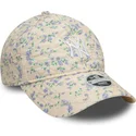 beige-justerbar-kurvad-keps-for-kvinnor-9twenty-floral-quilt-new-york-yankees-mlb-fran-new-era