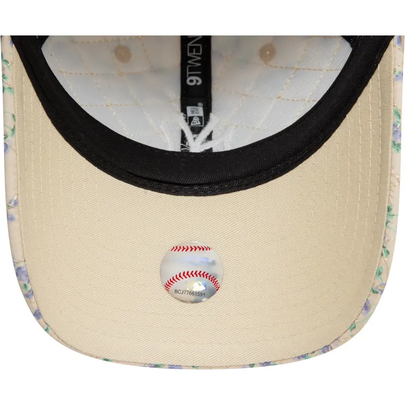 beige-bojd-justerbar-keps-for-dam-9twenty-floral-quilt-fran-new-york-yankees-mlb-av-new-era