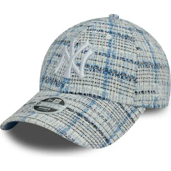 Gorra curva azul ajustable para mujer 9FORTY Tweed de New York Yankees MLB de New Era