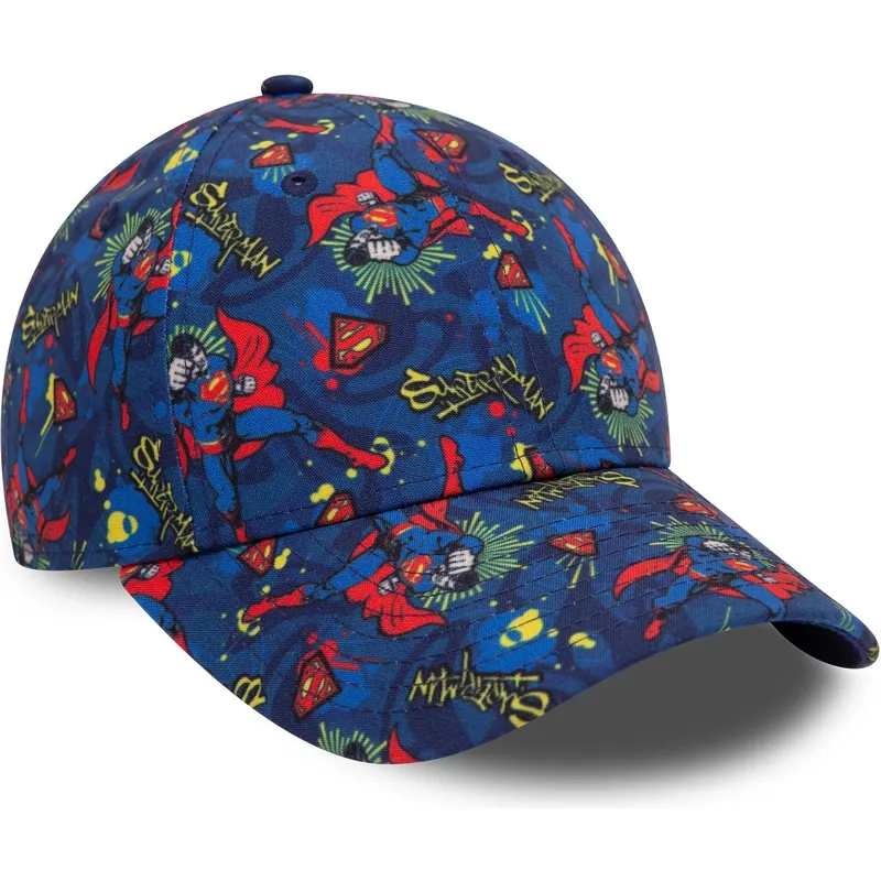 cappellino-curvo-blu-navy-per-bambino-9forty-all-over-print-di-superman-dc-comics-di-new-era