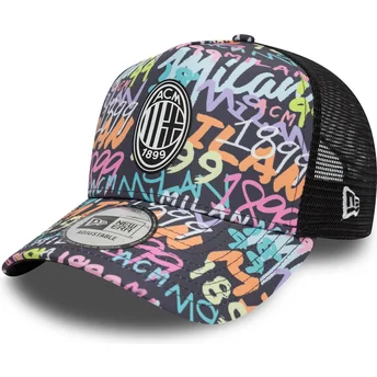 Casquette trucker multicolore 9FORTY A Frame Grafiti All Over Print AC Milan Serie A New Era