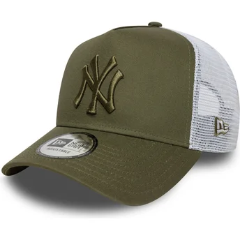 Zielono-biała czapka truckerka z zielonym logo New York Yankees MLB A Frame League Essential od New Era