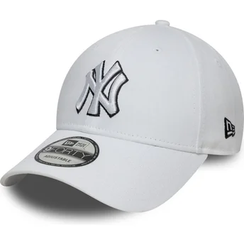 Weiße verstellbare Curved Cap 9FORTY Outline der New York Yankees MLB von New Era