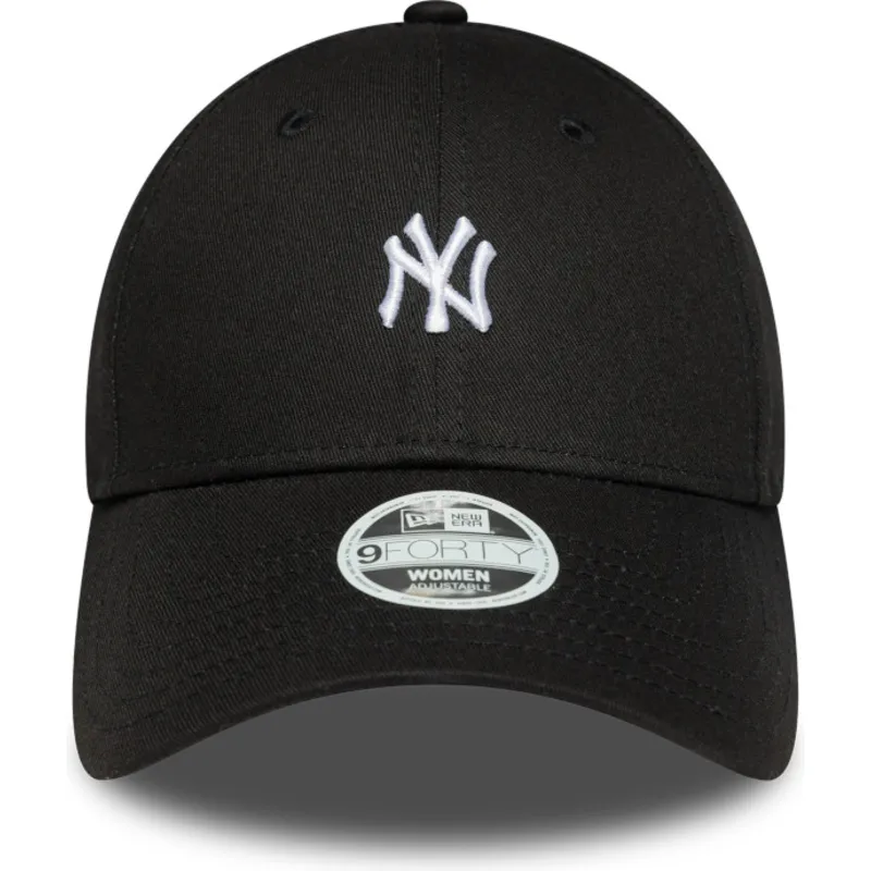 svart-justerbar-kurvad-keps-for-dam-9forty-mini-logo-fran-new-york-yankees-mlb-av-new-era