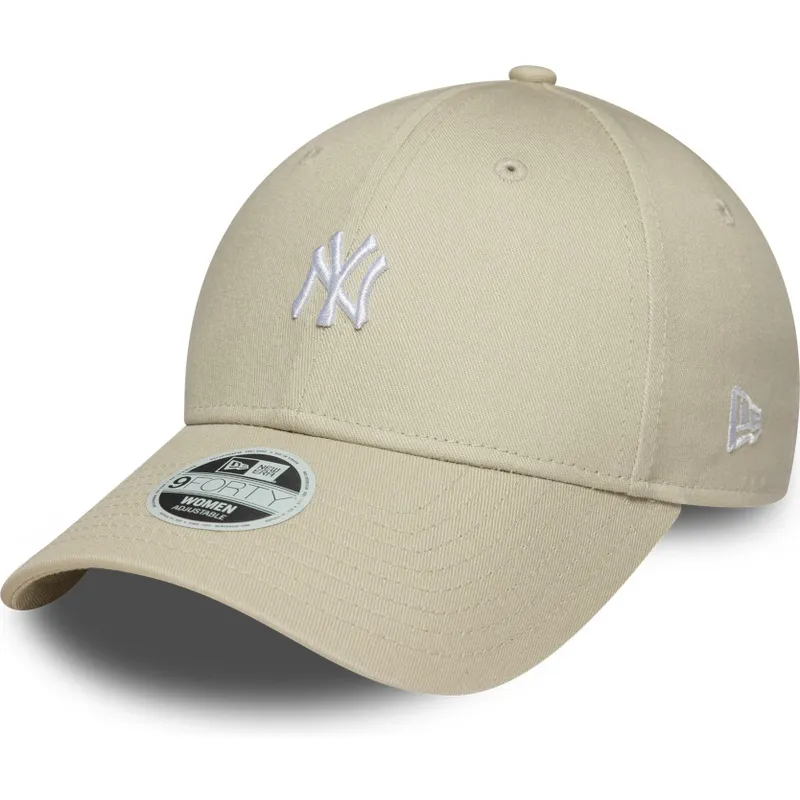 bezowa-zakrzywiona-czapka-regulowana-dla-kobiet-9forty-mini-logo-new-york-yankees-mlb-od-new-era