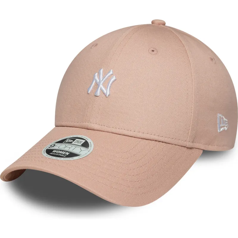 berretto-curvo-rosa-regolabile-da-donna-9forty-mini-logo-new-york-yankees-mlb-di-new-era