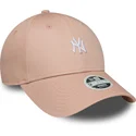 verstellbare-rosa-damenkappe-mit-gebogenem-schirm-9forty-mini-logo-der-new-york-yankees-mlb-von-new-era