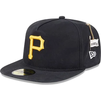 Gorra plana negra ajustada 59FIFTY A Frame Championship Side Flag de Pittsburgh Pirates MLB de New Era