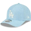hellblaue-gebogene-snapback-kappe-9forty-m-crown-a-frame-cotton-weave-der-los-angeles-dodgers-mlb-von-new-era