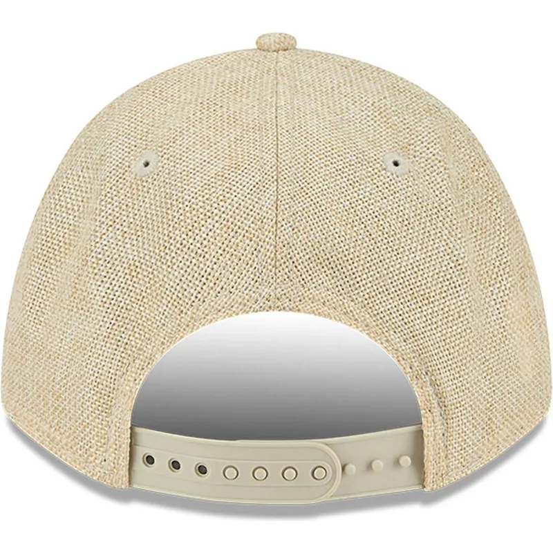 beige-gebogene-snapback-kappe-9forty-m-crown-a-frame-cotton-weave-der-los-angeles-dodgers-mlb-von-new-era