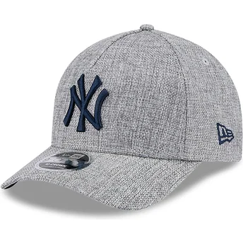 Gorra curva gris snapback con logo azul marino 9FORTY M-Crown A Frame Cotton Weave de New York Yankees MLB de New Era