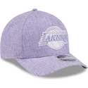 violette-gebogene-snapback-kappe-9forty-m-crown-a-frame-cotton-weave-der-los-angeles-lakers-nba-von-new-era