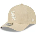 new-era-curved-brim-9forty-m-crown-a-frame-cotton-weave-chicago-white-sox-mlb-beige-snapback-cap