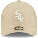 new-era-curved-brim-9forty-m-crown-a-frame-cotton-weave-chicago-white-sox-mlb-beige-snapback-cap