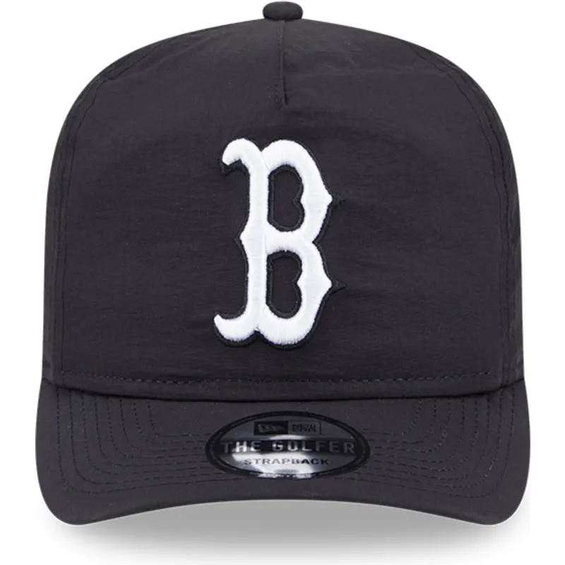 schwarze-verstellbare-curved-cap-golfer-everyday-nylon-der-boston-red-sox-mlb-von-new-era