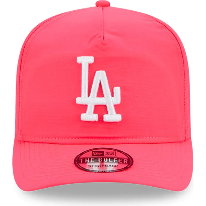 rosa-verstellbare-gebogene-kappe-golfer-everyday-nylon-der-los-angeles-dodgers-mlb-von-new-era
