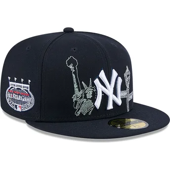 Gorra plana azul marino ajustada 59FIFTY State Stitch de New York Yankees MLB de New Era