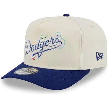 Gorra curva blanca y azul snapback Golfer Team Scribble de Los Angeles Dodgers MLB de New Era