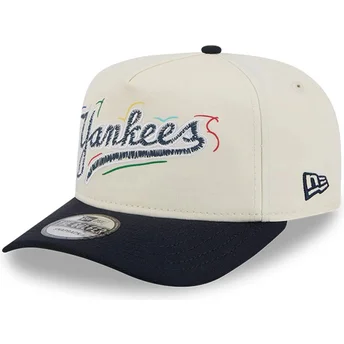 New Era Curved Brim Golfer Team Scribble New York Yankees MLB White and Black Snapback Cap