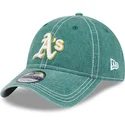 casquette-courbee-verte-ajustable-9twenty-washed-contrast-oakland-athletics-mlb-new-era