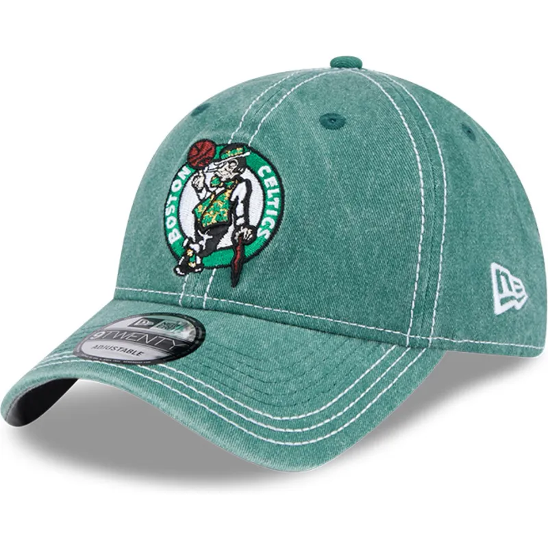 grune-verstellbare-curved-cap-9twenty-washed-contrast-der-boston-celtics-nba-von-new-era