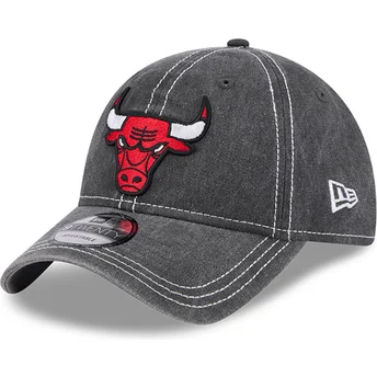 Casquette courbée grise ajustable 9TWENTY Washed Contrast Chicago Bulls NBA New Era